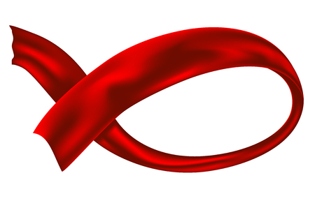Realistic red ribbon in a swirling positionのイラスト素材