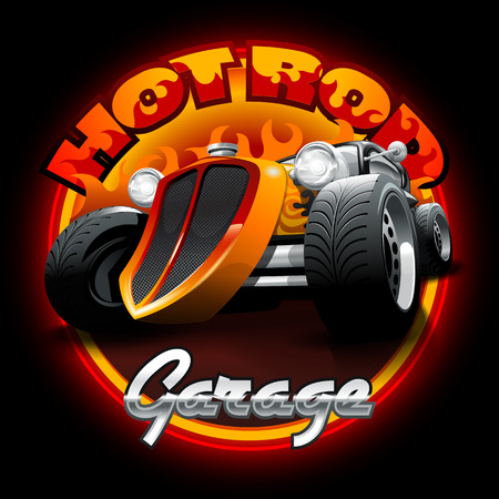 Hot Rod Garage. Layered and editableのイラスト素材