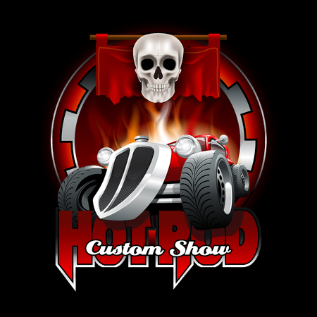Hot Rod Custom Logo Mockup. Layered and editableのイラスト素材