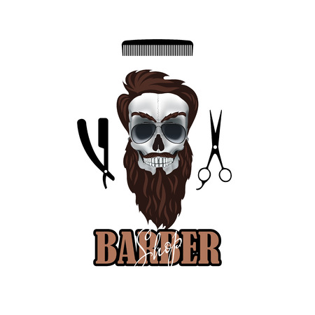 Barber shop Logo Mockup. Layered and editableのイラスト素材