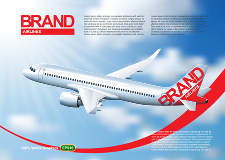 Passenger airplane in flight. EPS 10 Vector graphics. Layered and editable.のイラスト素材