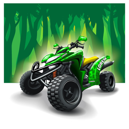 Quad bike on forest backgroundのイラスト素材