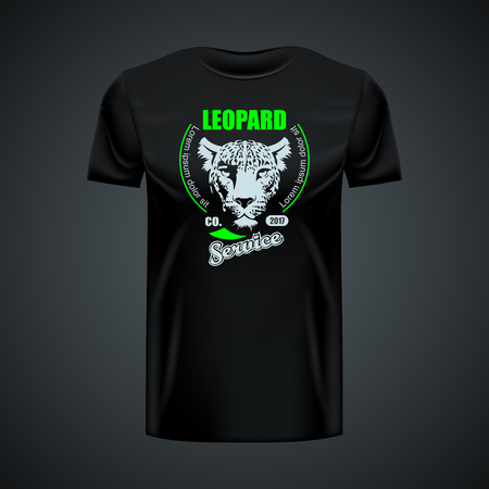 Vintage Leopard T-shirt mockup. High resolution vectorのイラスト素材