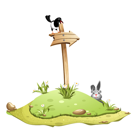 Cartoon Hill with arrowのイラスト素材