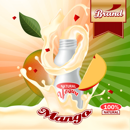 Mango Yogurt splash ads. High resolution vectorのイラスト素材