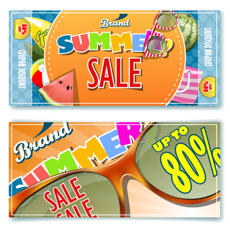 Summer sale two banners. Layered and editableのイラスト素材