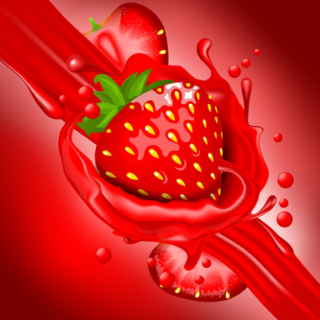 Splash of Strawberry juice in motionのイラスト素材