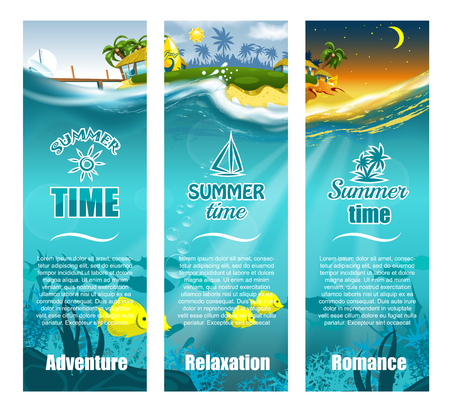 Three options for banners on the summer theme. Ready for printing.のイラスト素材