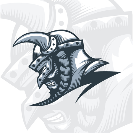 Monochrome Viking Warrior.  Vector graphics. Layered and editable.のイラスト素材