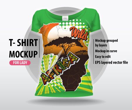 Wild Africa. Editable layout of women t-shirtsのイラスト素材