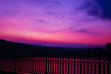 Beautiful sunset in the park in autumn.の写真素材