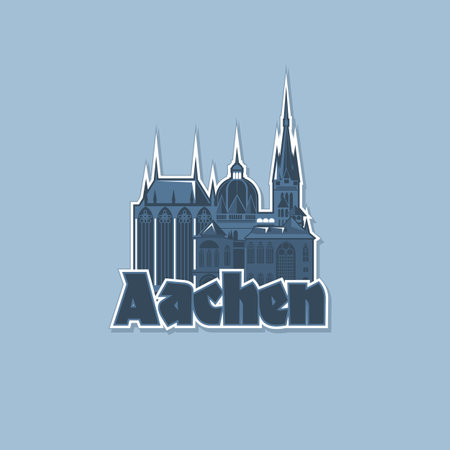 Monochrome badge, magnet of the city of Aachen.のイラスト素材