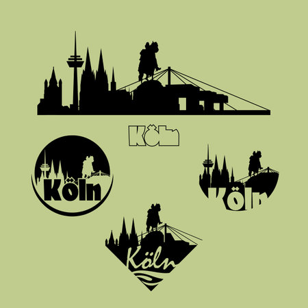 Cologne city logo icons set in silhouette.のイラスト素材