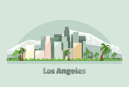 Los Angeles city skyline in USA.のイラスト素材