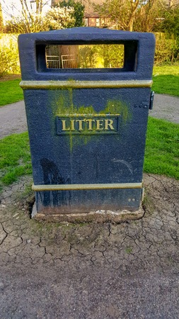 Beverley, East Yorkshire, England ; 04/20/2018, large litter bin located on public landの写真素材