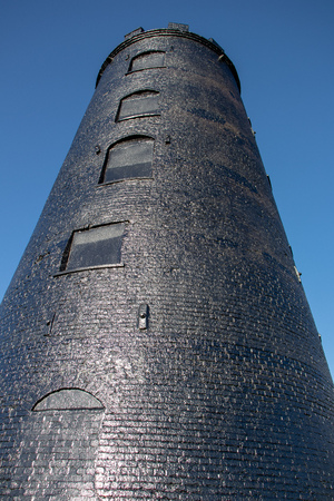 Close up of a 19th Century brick windmill in East Yorkshireの写真素材
