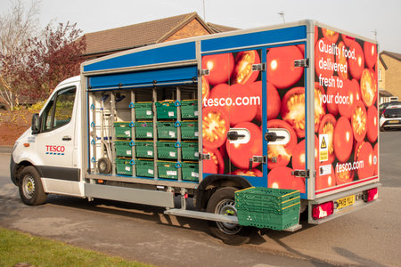 Beverley,England - April, 16, 2019: one of the new fleet of Tesco vans delivering groceries to...