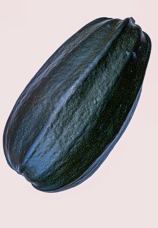 A large, green marrow isolated on a white backgroundの写真素材