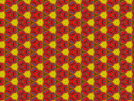 A colorful repeat pattern background of a butterfly on a yellow flowerの写真素材