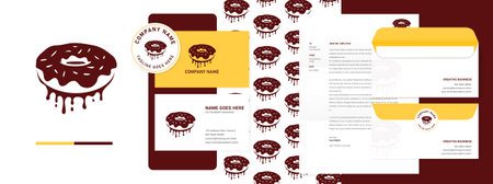 Dripping melted cream donut mascot illustration and logo design for donut shop and bakery. Fully customizable organized layer vector file, that can be used as a brad identity or company sign. Also suitable for business promotion, advertising and various other promotional purposes.のイラスト素材