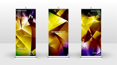 Vertical banner template design. can be used for brochures, covers, publications, etc. Concept of a triangular design background pattern with color greenのイラスト素材
