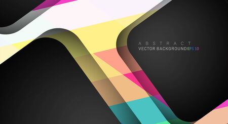 Colorful geometric vector backgrounds that overlap layers on black space for text and background designsのイラスト素材