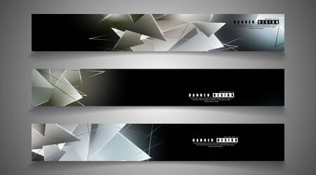 banner collection. abstract background with luminous triangles that overlap. isolated black background. vector illustration ofのイラスト素材