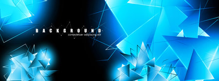 abstract background with glowing blue triangles that overlap. isolated black background. vector...