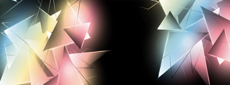 abstract background with glowing triangles that overlap. isolated black background. vector...