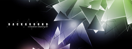 abstract background with glowing triangles that overlap. isolated black background. vector illustration of eps 10のイラスト素材