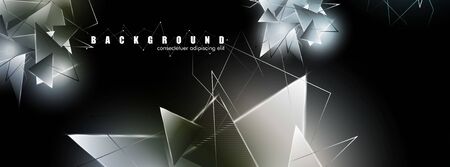 abstract background with glowing triangles that overlap. isolated black background. vector illustration ofのイラスト素材