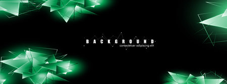 abstract background with glowing green triangles that overlap. isolated black background. vector...