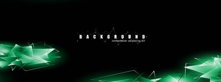 abstract background with glowing green triangles that overlap. isolated black background. vector illustration ofのイラスト素材