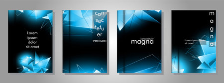 set the book cover the background of the light Triangle. Abstract composition of 3D triangles. Modern geometric blue backgrounds isolated blackのイラスト素材