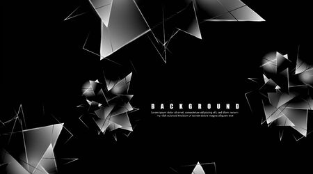 abstract background with glowing triangles that overlap. isolated black background. vector illustration ofのイラスト素材