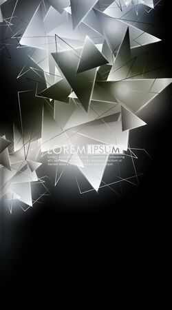 Vertical triangle background. Abstract composition of 3D triangles. Modern geometric backgrounds isolated blackのイラスト素材