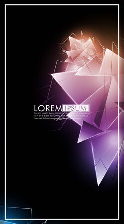 Vertical triangle background. Abstract composition of 3D triangles. Modern geometric backgrounds isolated blackのイラスト素材