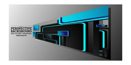 blue abstract background of rectangle perspectiveのイラスト素材