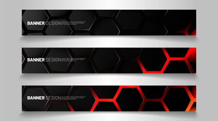Set the background of the hexagon banner. Gradient color light pattern with dark background technology style. Honeycomb. Vector illustration of lightのイラスト素材