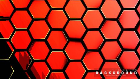 Abstract hexagon gradient colorful light pattern with a dark background technology style. Honeycomb. Vector illustrationのイラスト素材