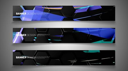Set the background of the hexagon banner. Gradient color light pattern with dark background technology style. Honeycomb. Vector illustration of lightのイラスト素材
