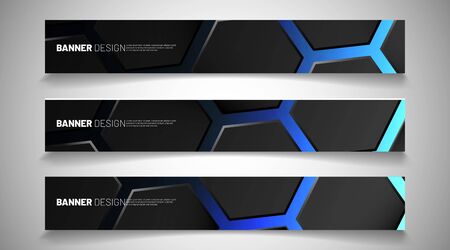 Set the background of the hexagon banner. Gradient color light pattern with dark background technology style. Honeycomb. Vector illustration of light blueのイラスト素材