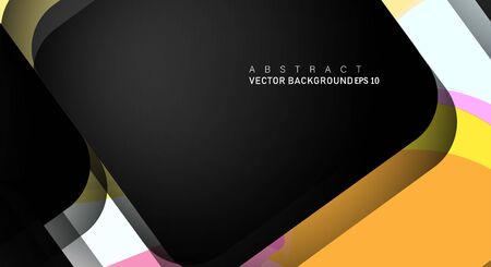 Colorful geometric vector backgrounds that overlap layers on black space for text and background designsのイラスト素材