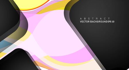 Colorful geometric vector backgrounds that overlap layers on black space for text and background designsのイラスト素材
