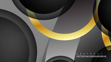Vector background design that overlaps with gold ring color gradients on black space circles for text and background designのイラスト素材