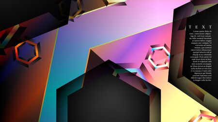 Overlapping hexagon vector backgrounds. suitable for any background.  black space for textのイラスト素材