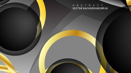 Vector background design that overlaps with gold ring color gradients on black space circles for text and background designのイラスト素材