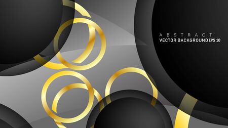 Vector background design that overlaps with gold ring color gradients on black space circles for text and background designのイラスト素材