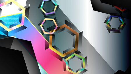 Overlapping hexagon vector backgrounds. suitable for any background. Black space for textのイラスト素材