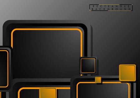 Black and orange neon squares abstract hi-tech background. Vector geometric designのイラスト素材